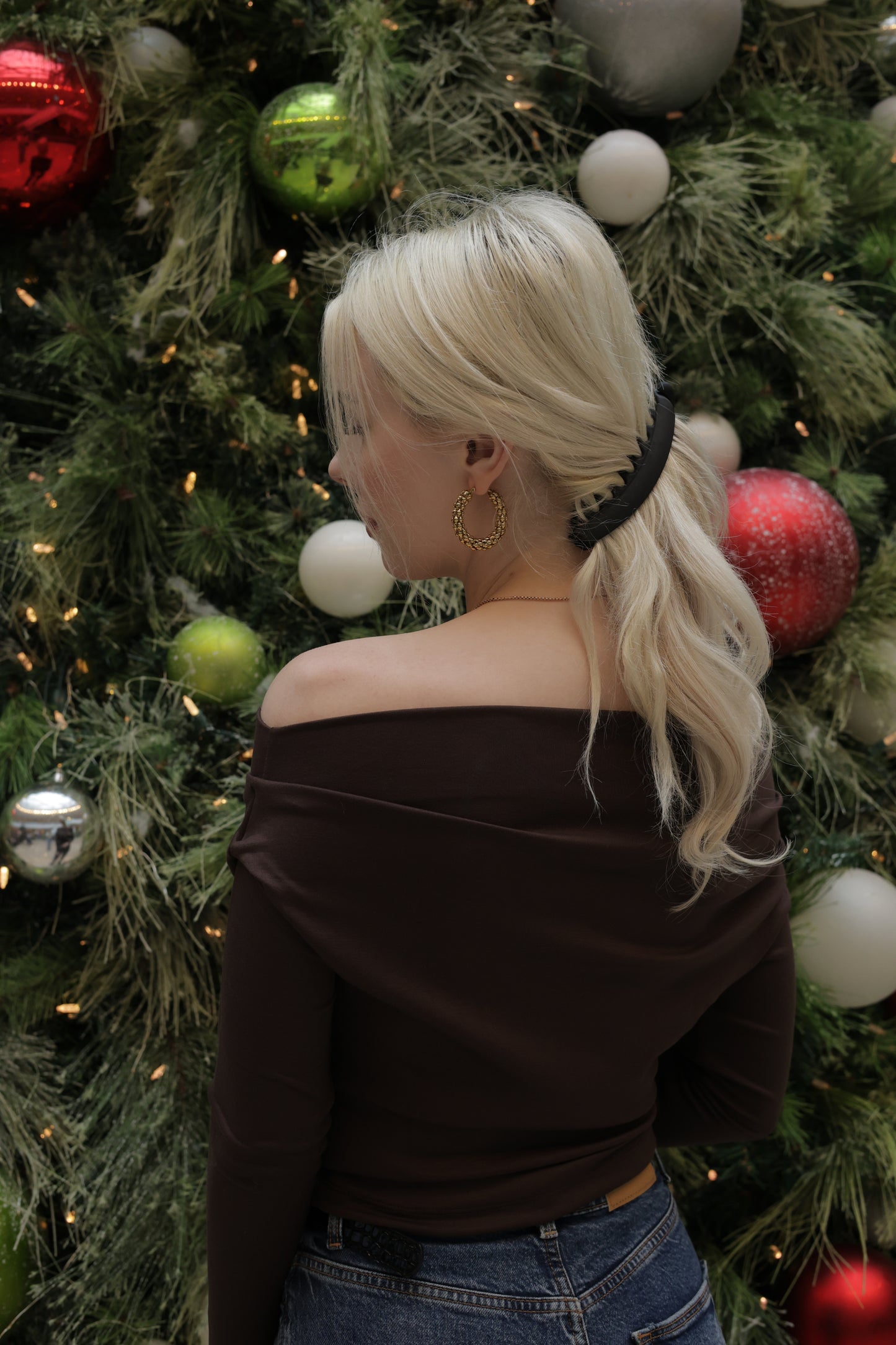 Off-shoulder long-sleeve top