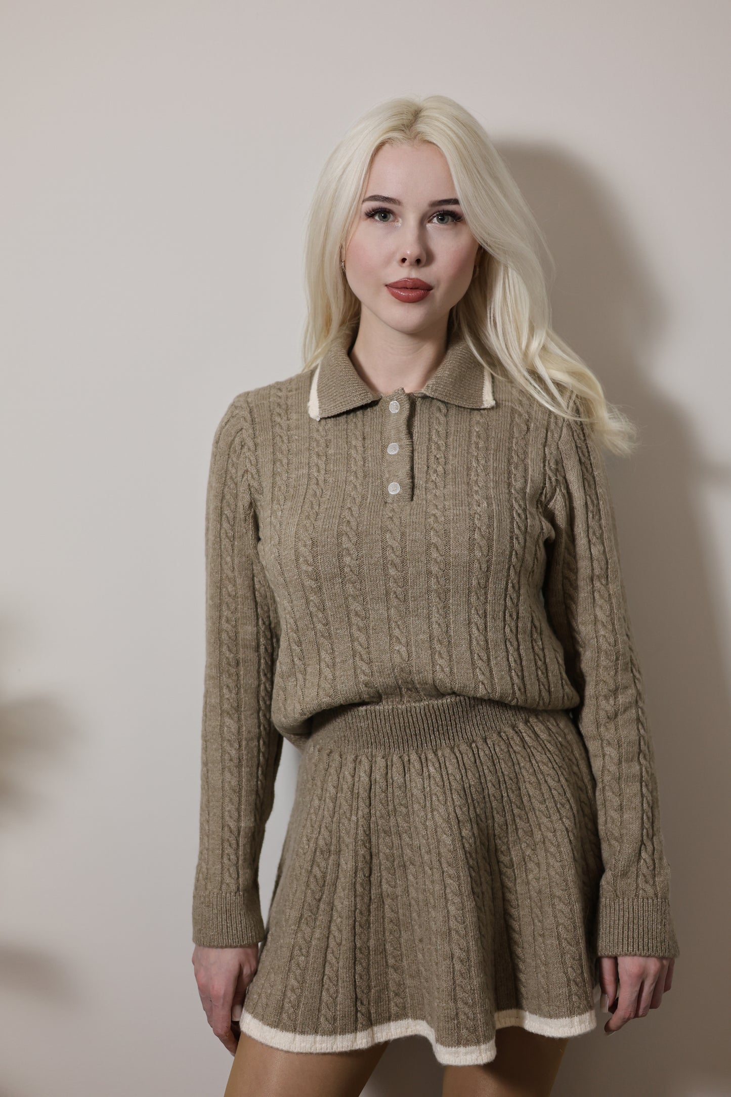 Cable knit two-piece set