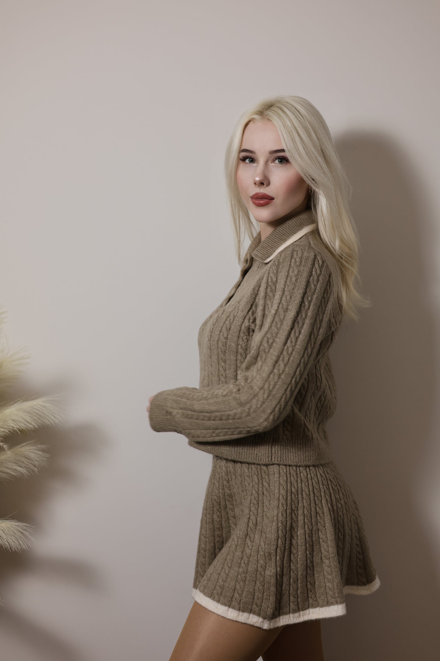 Cable knit two-piece set