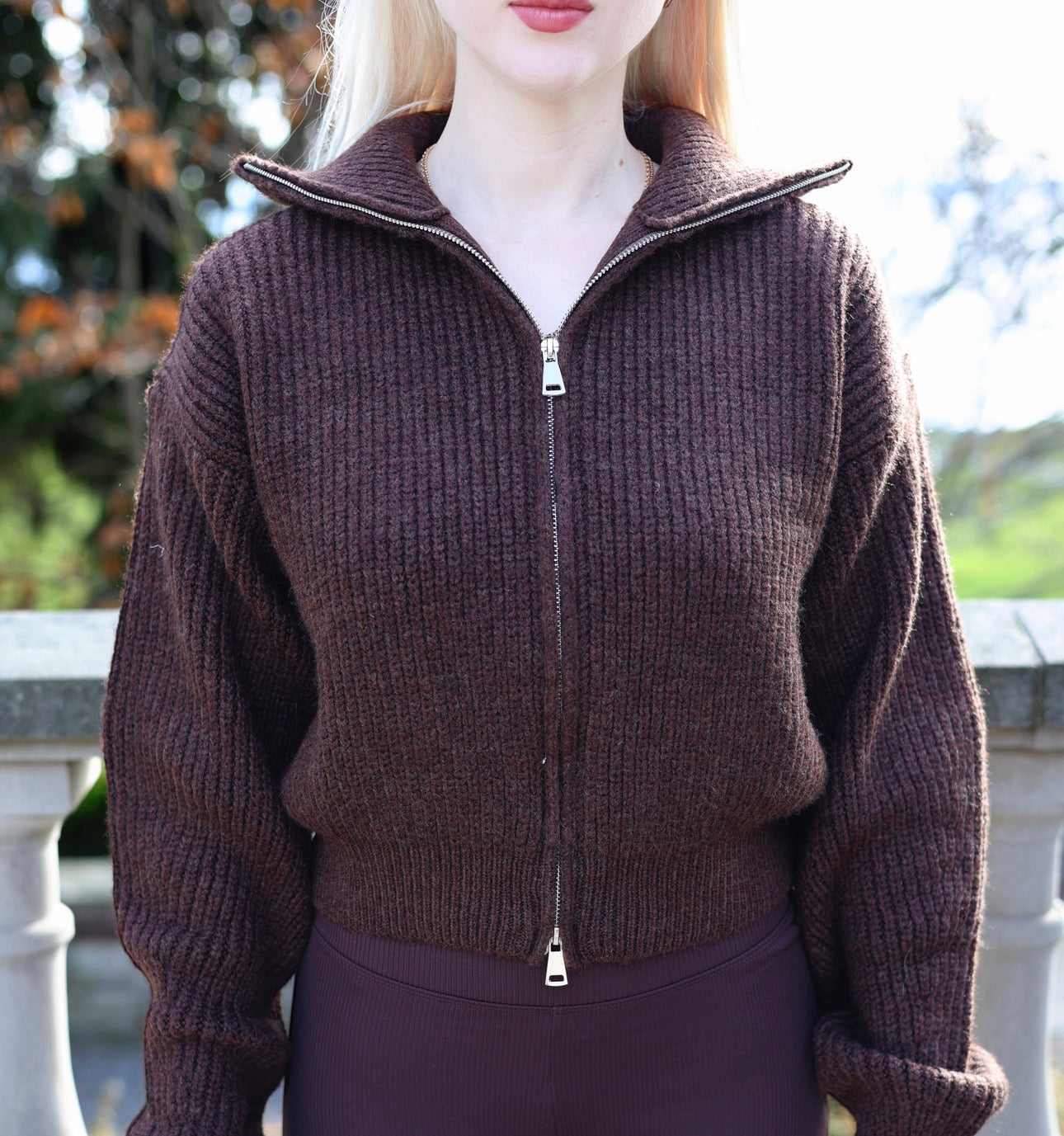 Ribbed Zip-Up Sweater