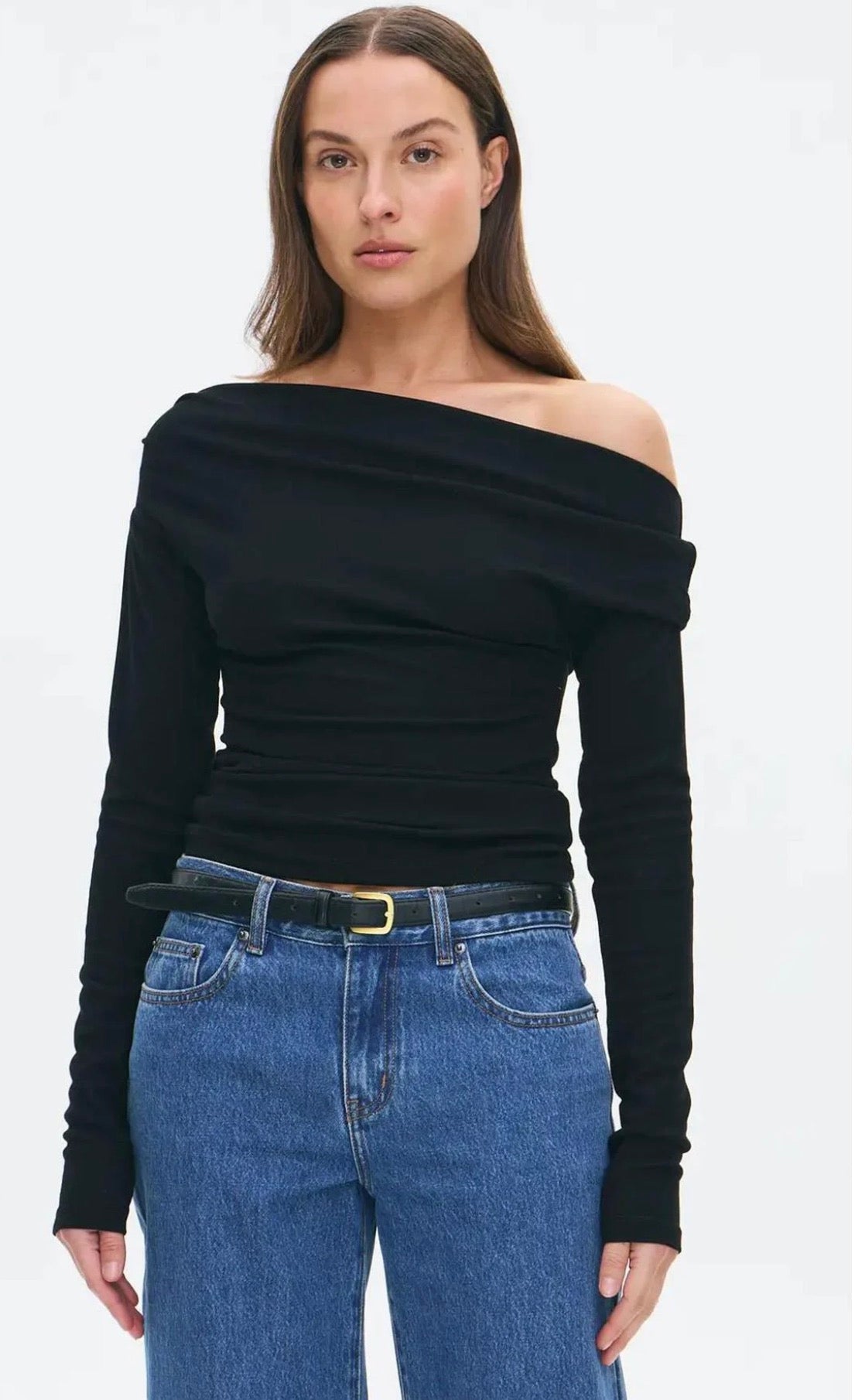Off-shoulder long-sleeve top